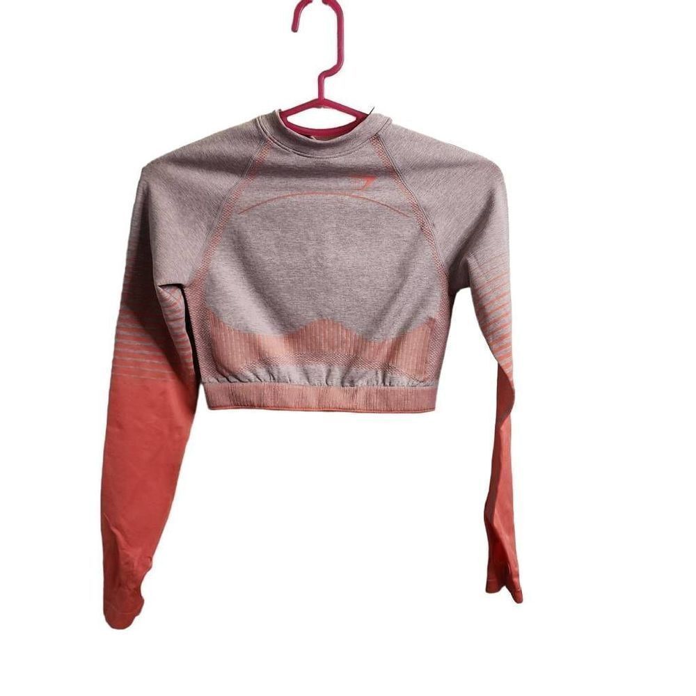 Gymshark Amplify Seamless Pink Gym Cropped Long Sleeve Top RARE Size Small